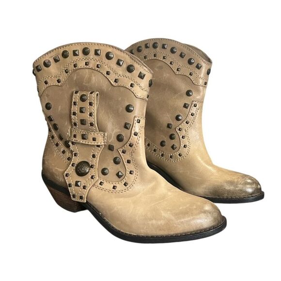 Vince Camuto Boots 6 Cowboy Madalissa Taupe Ombre Studded Western - Picture 1 of 4